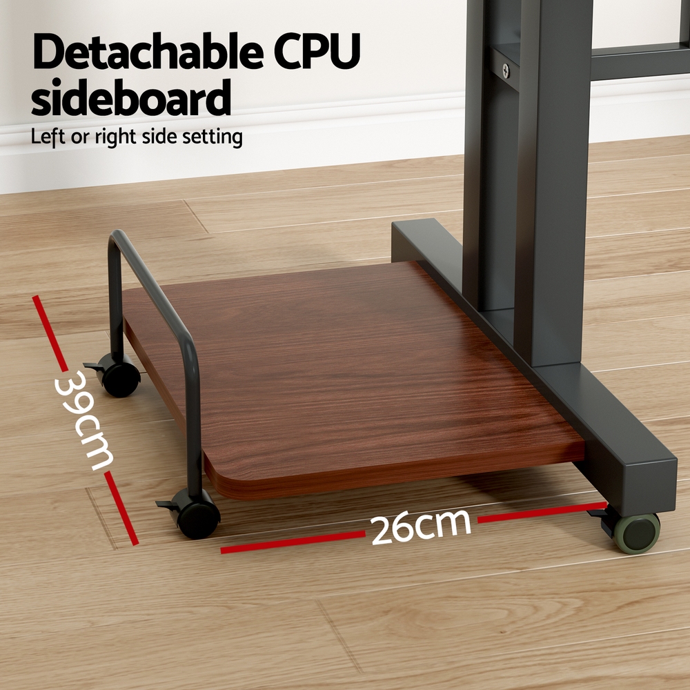 Artiss Twin Laptop Desk Table Adjustable Dark Wood 80cm view 5