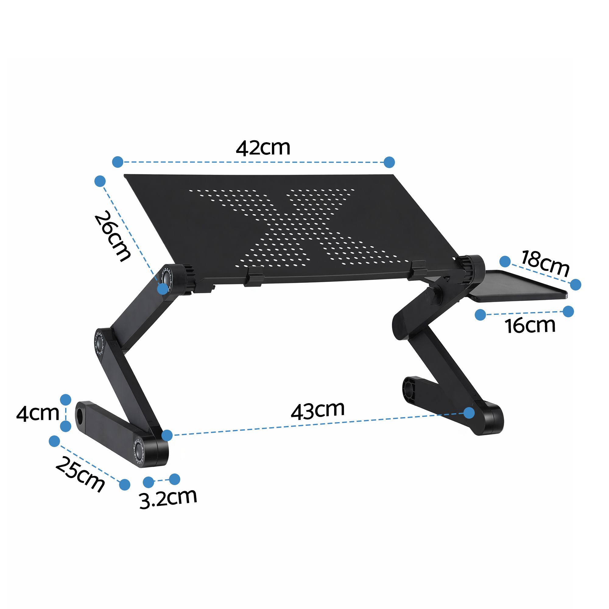 Artiss Laptop Stand Aluminium Computer Riser Foldable Lap Desk Bed Table Black view 3