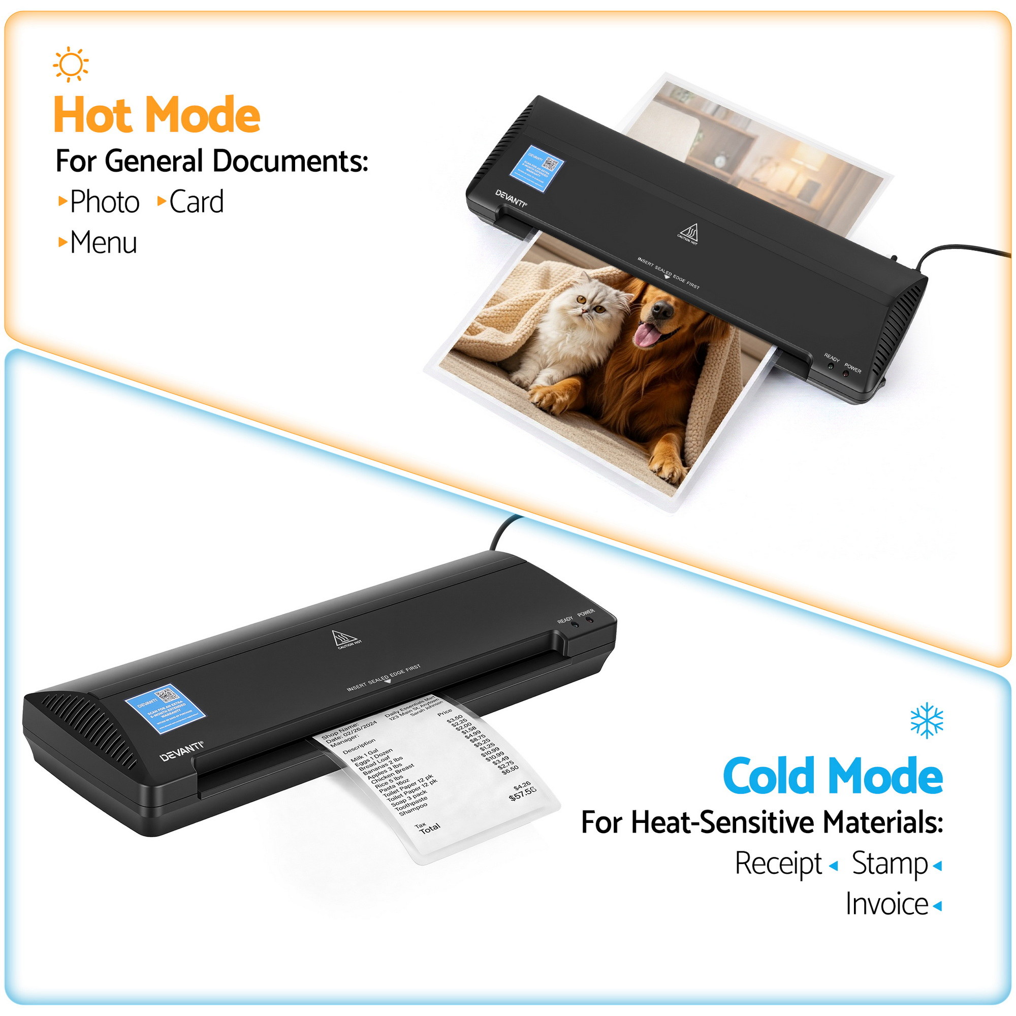 Devanti A3 Laminator Machine Hot and Cold Black view 5