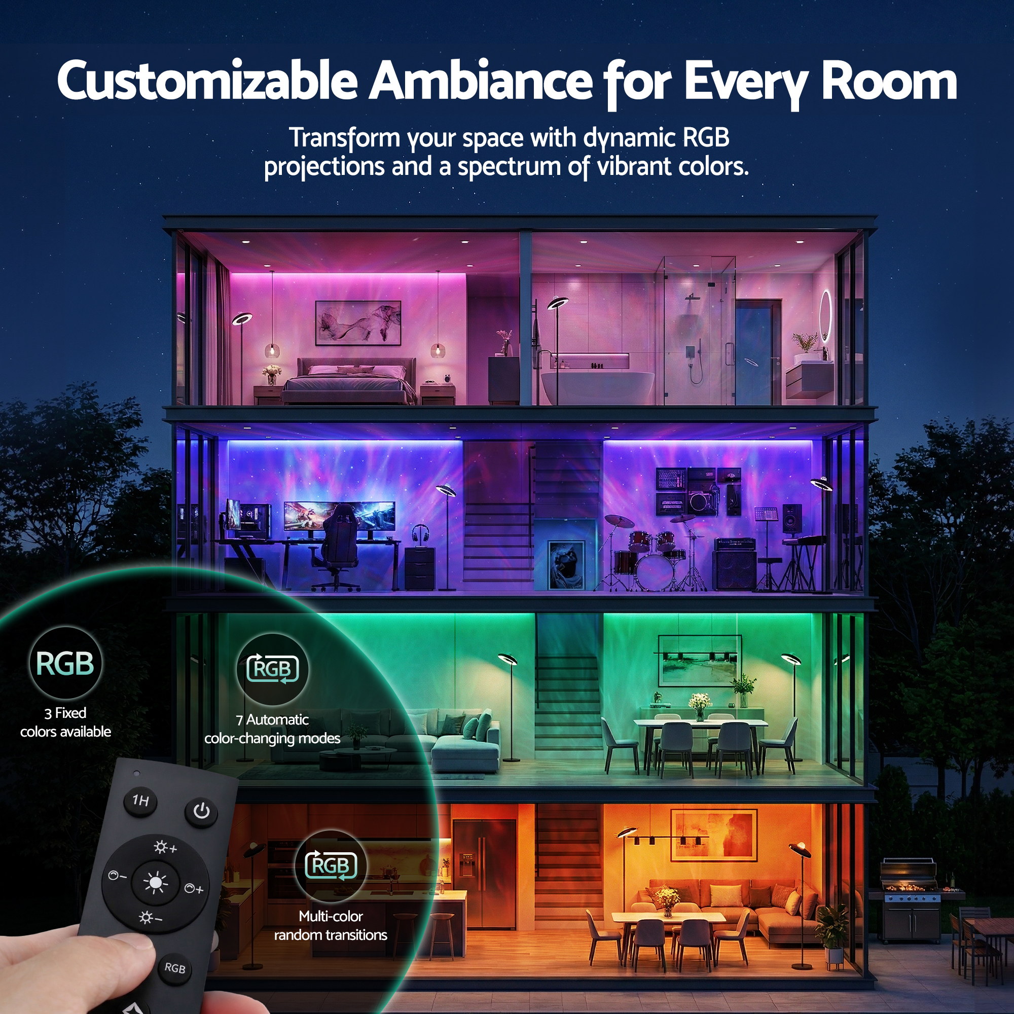 Artiss 2-in-1 LED Floor Lamp with Galaxy Projector view 5
