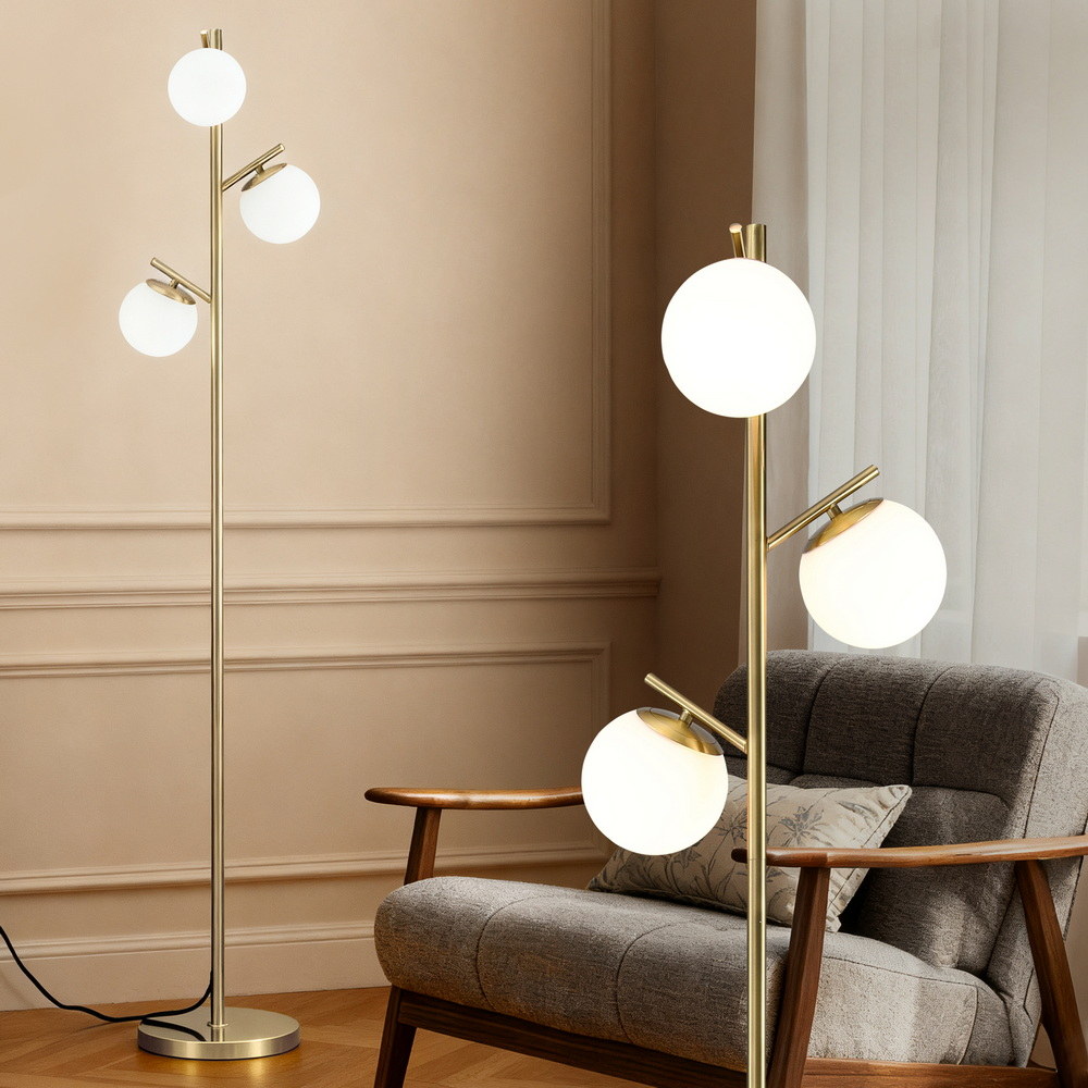 Artiss 3-Light Tree Floor Lamp 165cm Glass Shades