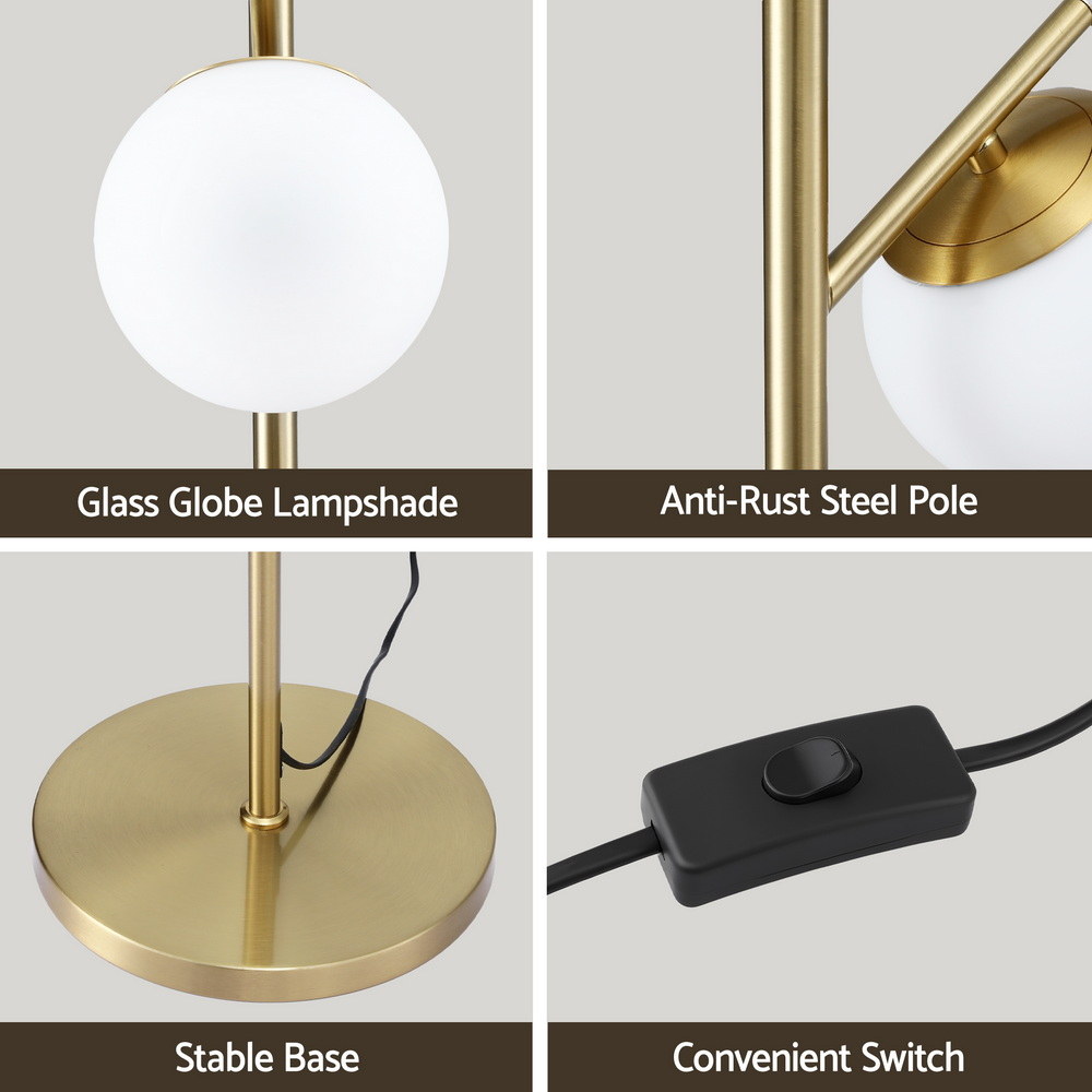 Artiss 3-Light Tree Floor Lamp 165cm Glass Shades view 4