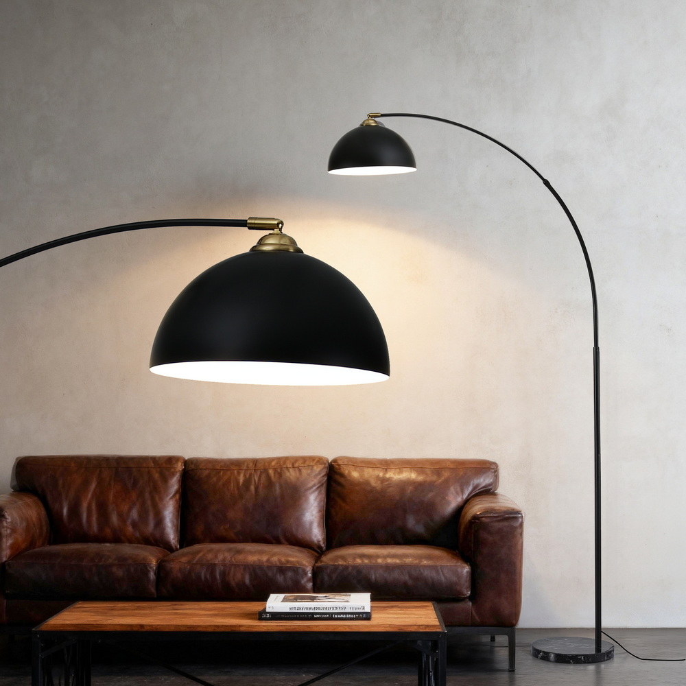 Artiss Modern Arched Floor Lamp Marble Base Black