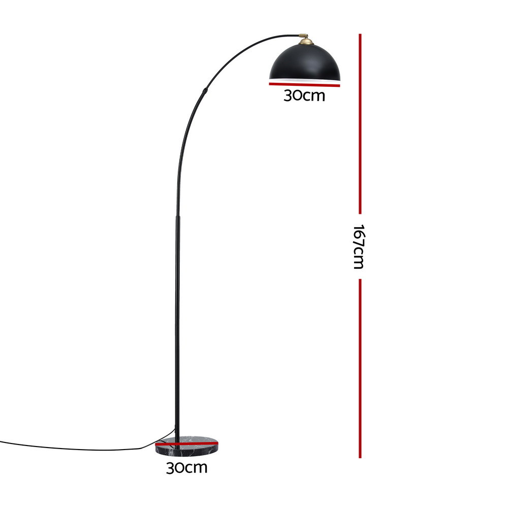 Artiss Modern Arched Floor Lamp Marble Base Black view 5