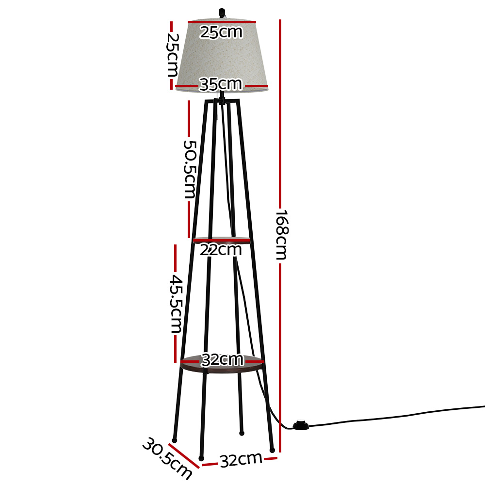 Artiss Floor Lamp 2 Tier Shelf Storage LED Upright view 2