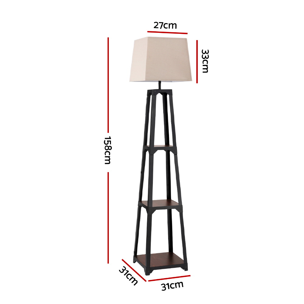 Artiss Vintage 3 Tier Shelf Floor Lamp White view 2