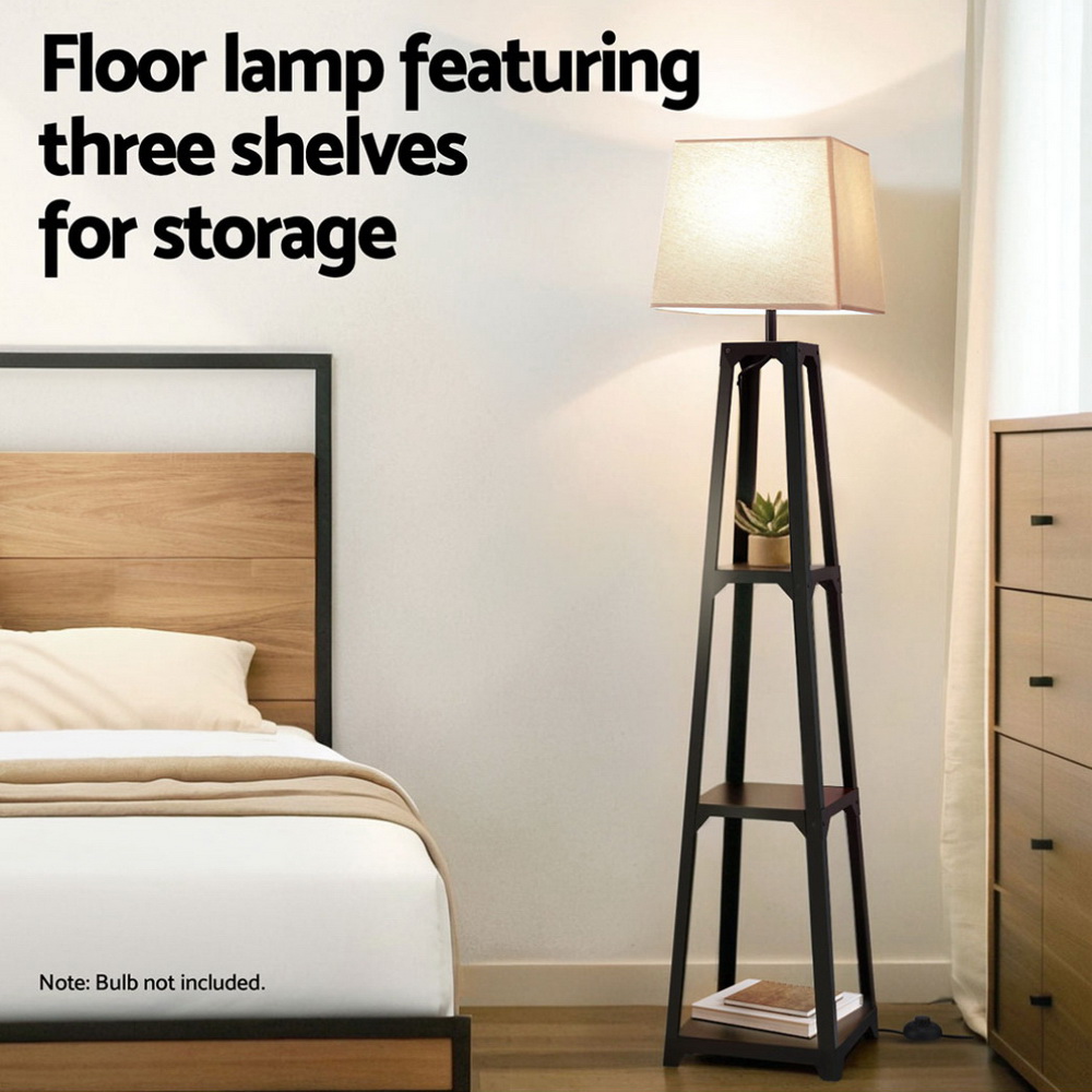 Artiss Vintage 3 Tier Shelf Floor Lamp White view 4