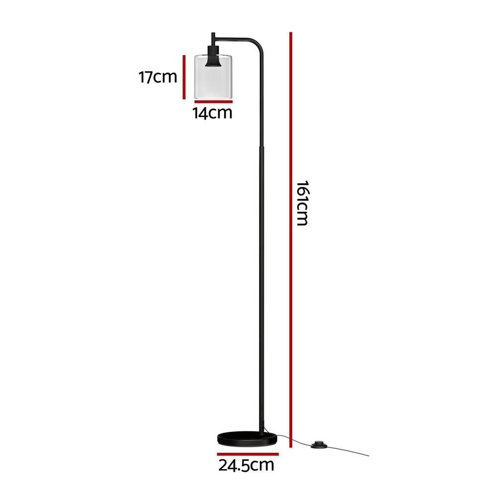 Artiss Modern Floor Lamp Glass Shade Black view 2