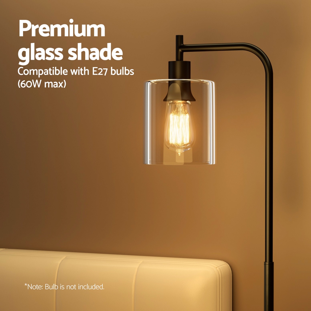 Artiss Modern Floor Lamp Glass Shade Black view 5