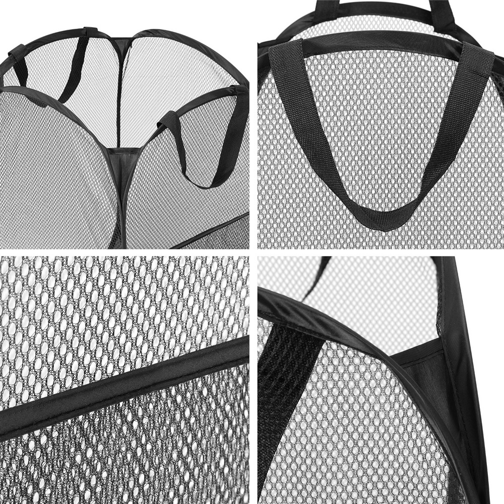 Artiss 2X Laundry Basket Hamper Foldable Black view 4
