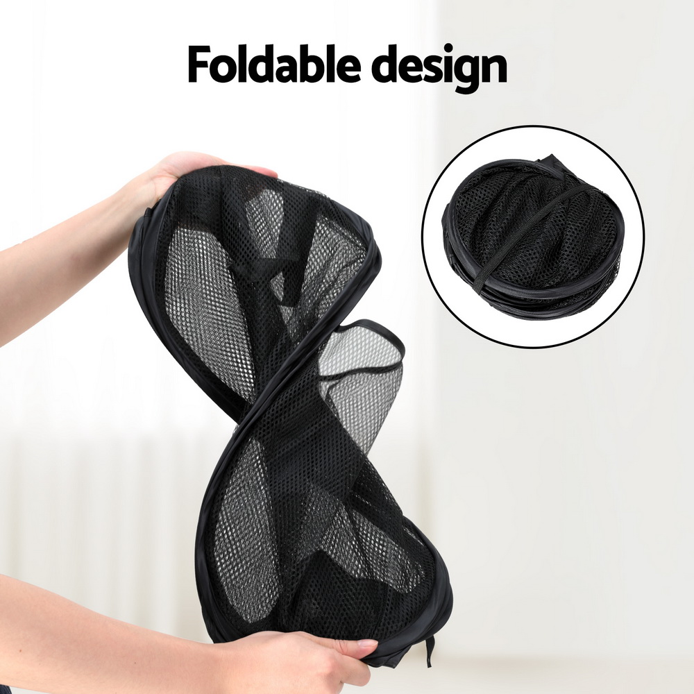 Artiss 2X Laundry Basket Hamper Foldable Black view 5