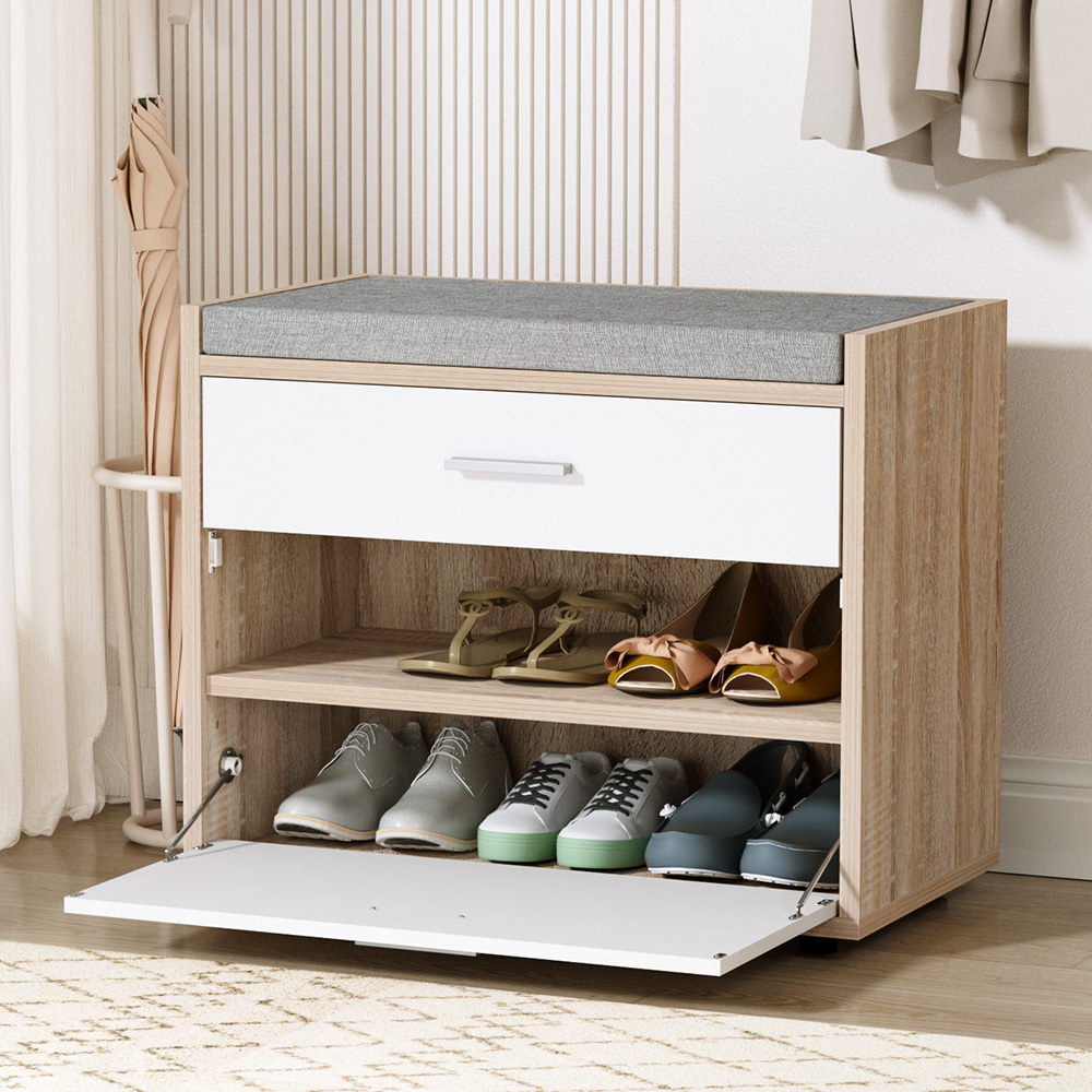 Artiss Niva Shoe Rack Cabinet Bench 8 Pairs White