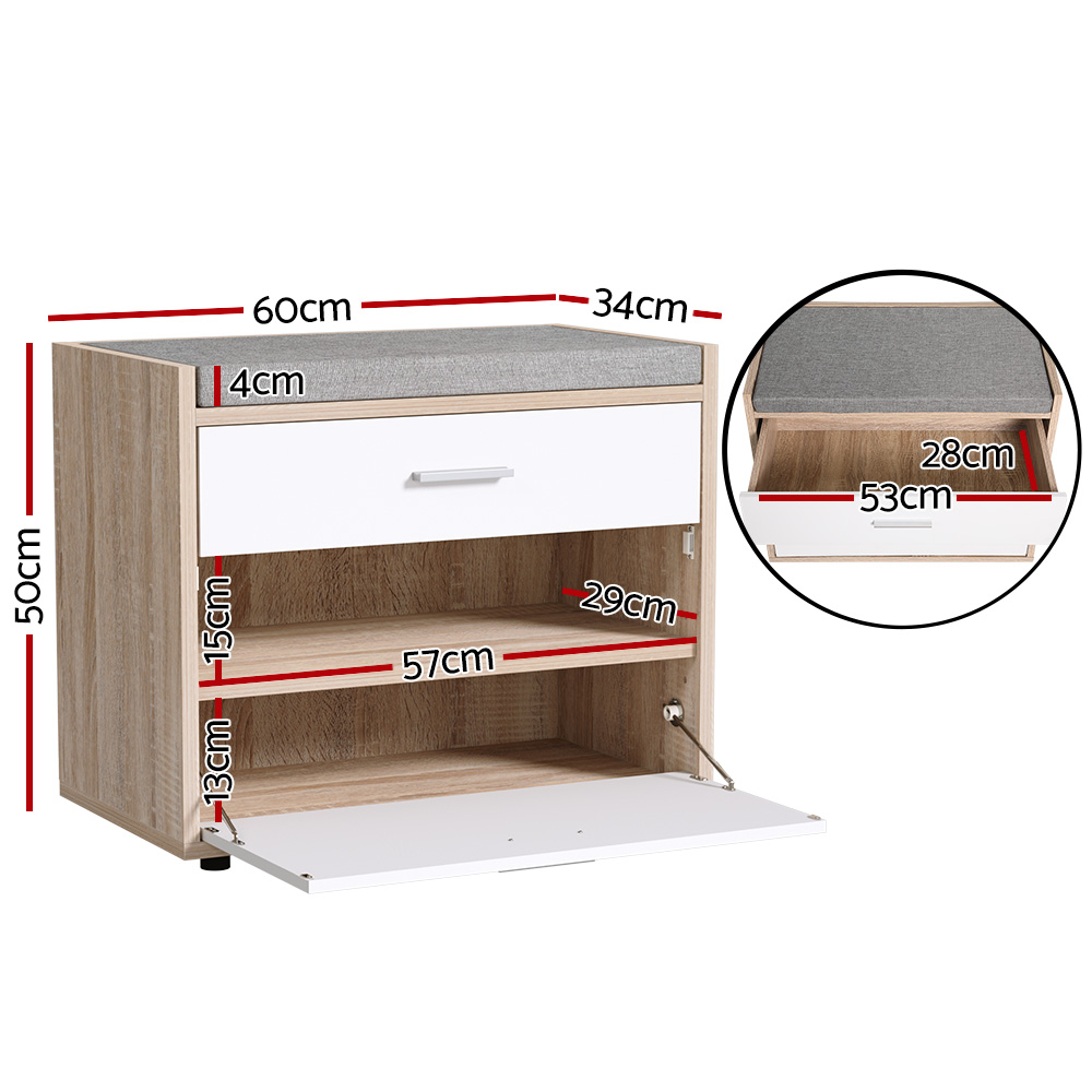 Artiss Niva Shoe Rack Cabinet Bench 8 Pairs White view 2