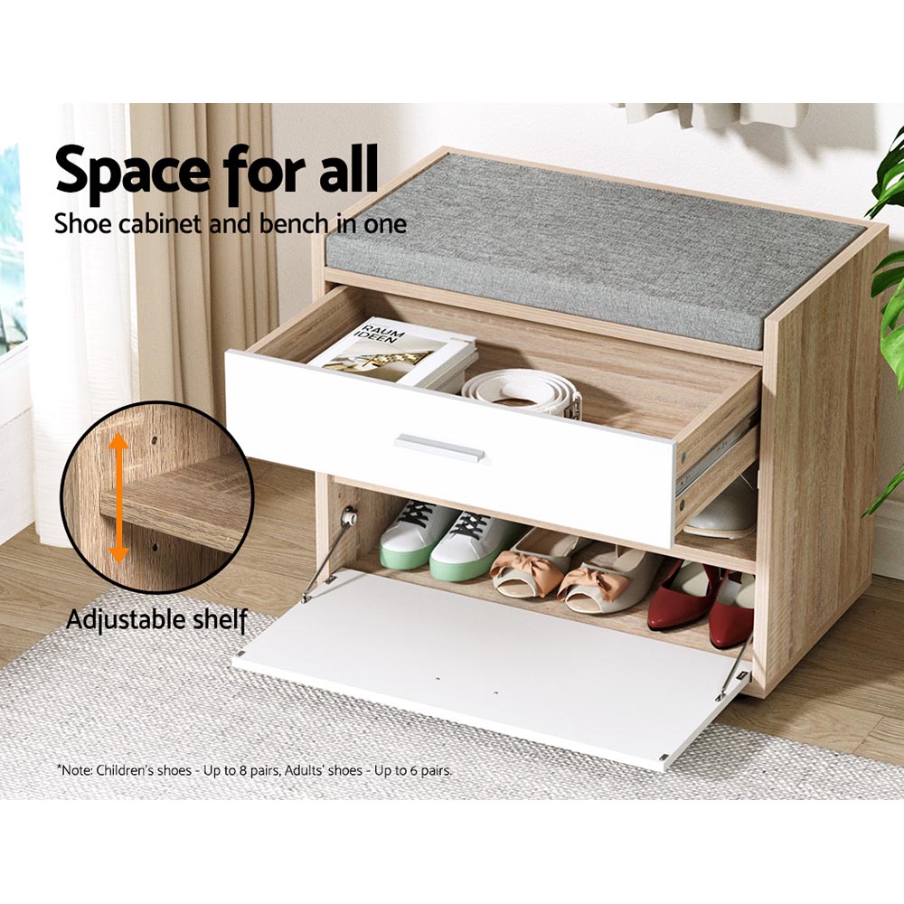 Artiss Niva Shoe Rack Cabinet Bench 8 Pairs White view 4