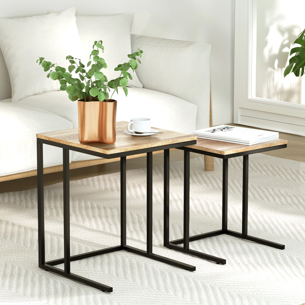 Artiss Nesting Coffee Table Set of 2 Walnut