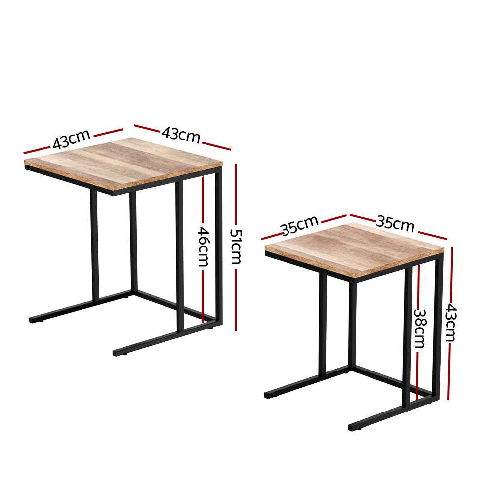 Artiss Nesting Coffee Table Set of 2 Walnut view 2