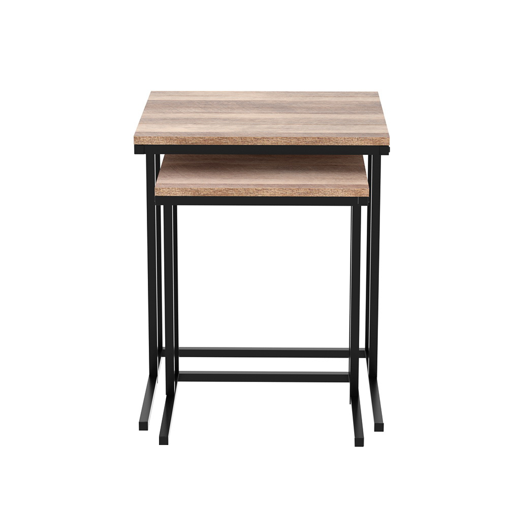 Artiss Nesting Coffee Table Set of 2 Walnut view 3