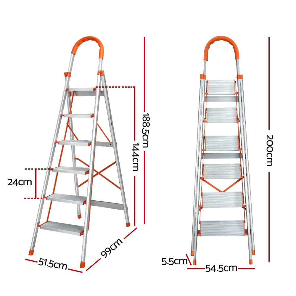 Giantz 6 Step Ladder Folding Aluminium with Platform view 2