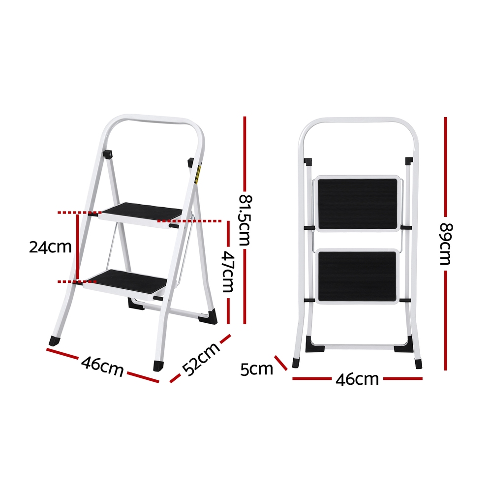 Giantz 2 Step Ladder Folding Steel with Platform view 2