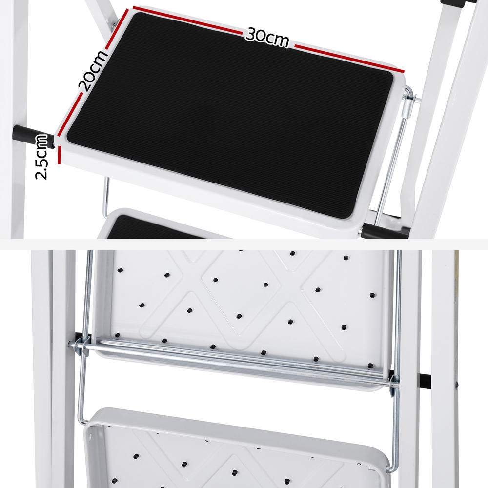 Giantz 2 Step Ladder Folding Steel with Platform view 4