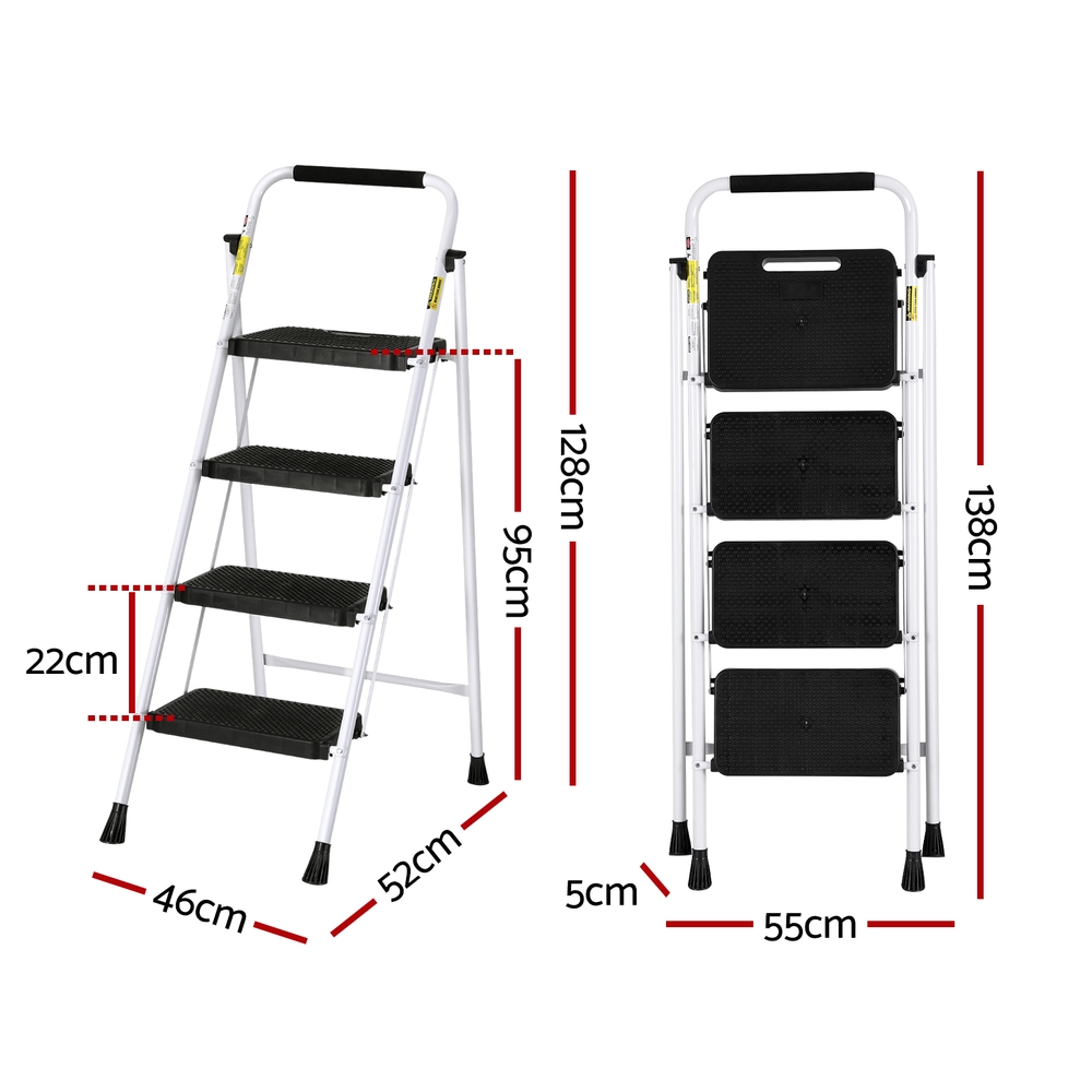 Giantz 4 Step Ladder Folding Steel with Platform view 2