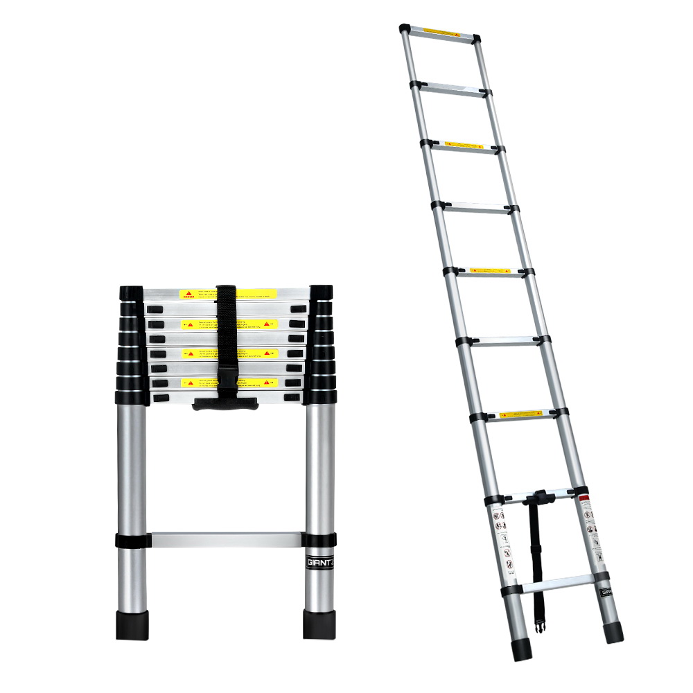 Giantz 2.6m Telescopic Ladder Aluminium Extension