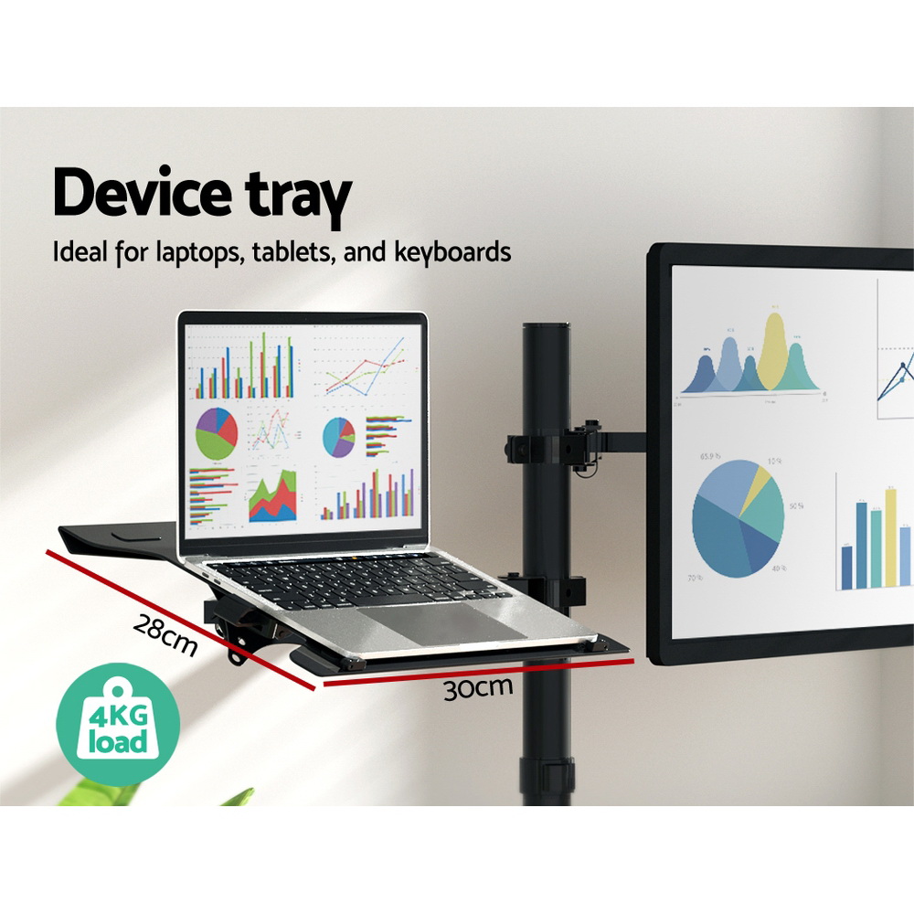 Artiss Dual Monitor Arm Desk Mount with Laptop Tray view 4