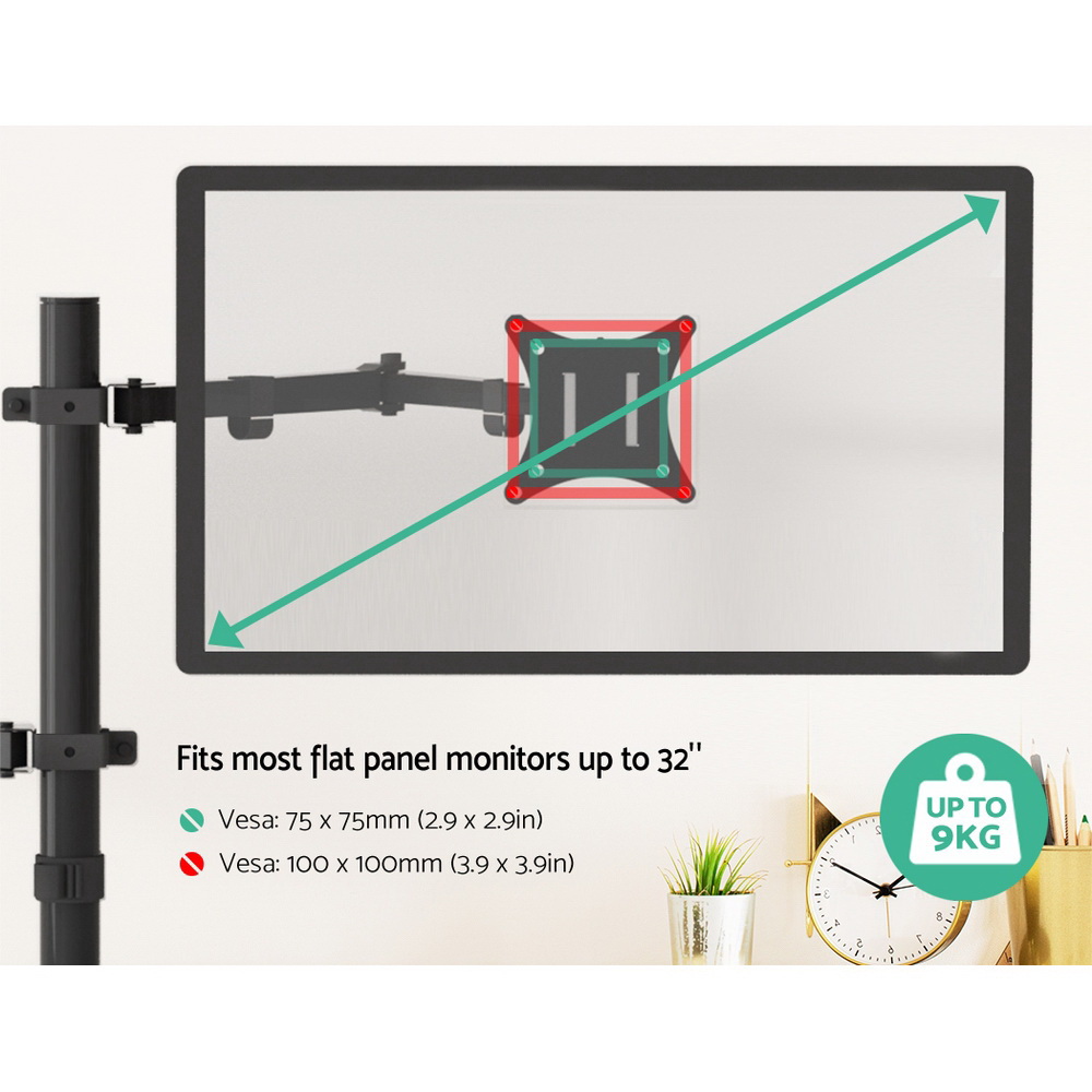 Artiss Dual Monitor Arm Desk Mount with Laptop Tray view 5
