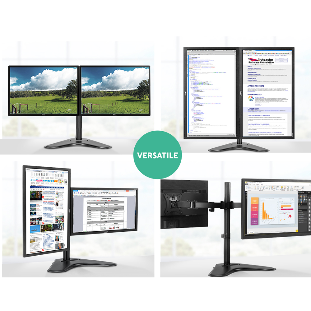 Artiss Double Monitor Arm Stand for Two Screens view 4