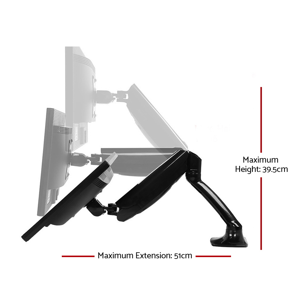Artiss Dual Monitor Arm with Gas Spring Mount view 2