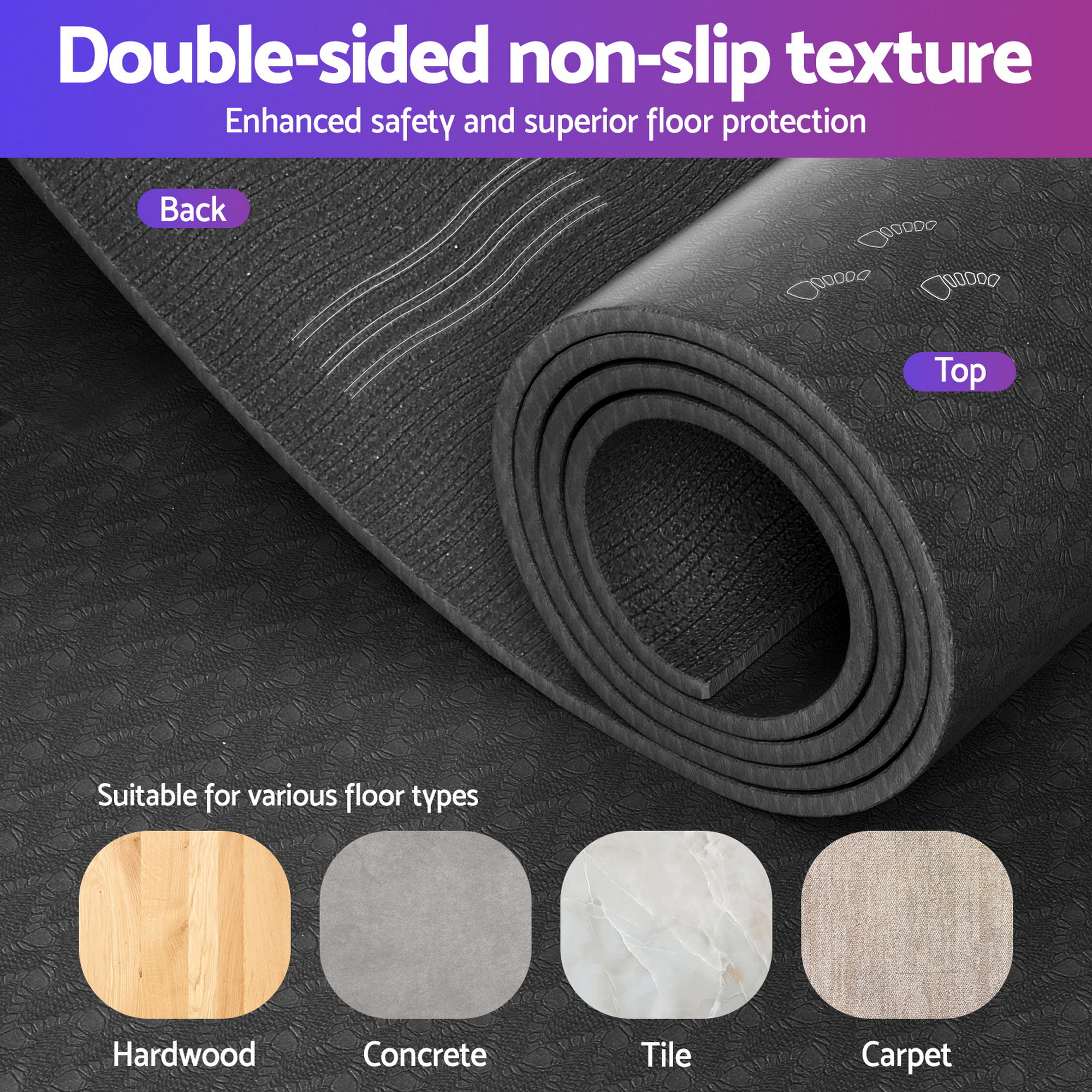Everfit TPE Exercise Mat for Treadmill and Home Gym Floors view 4