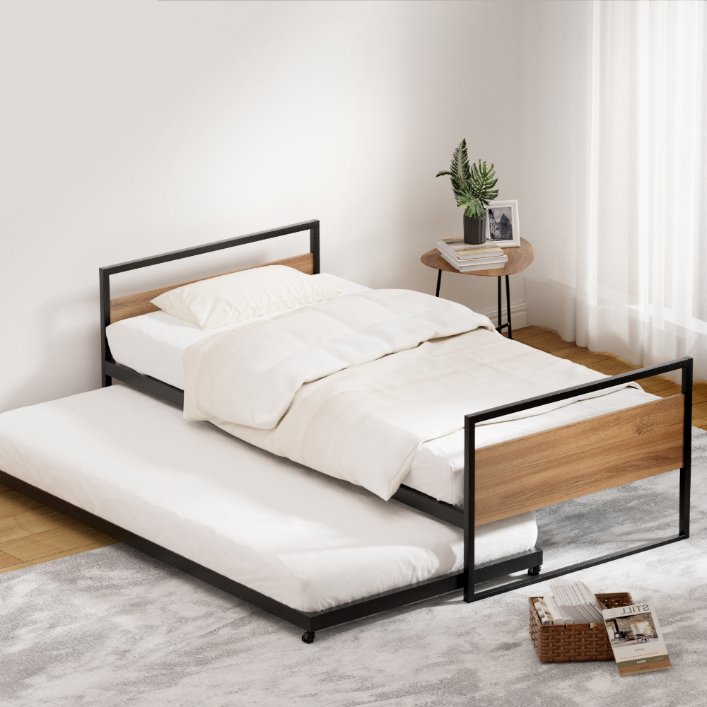 Artiss DEAN Single Trundle Daybed Bed Frame