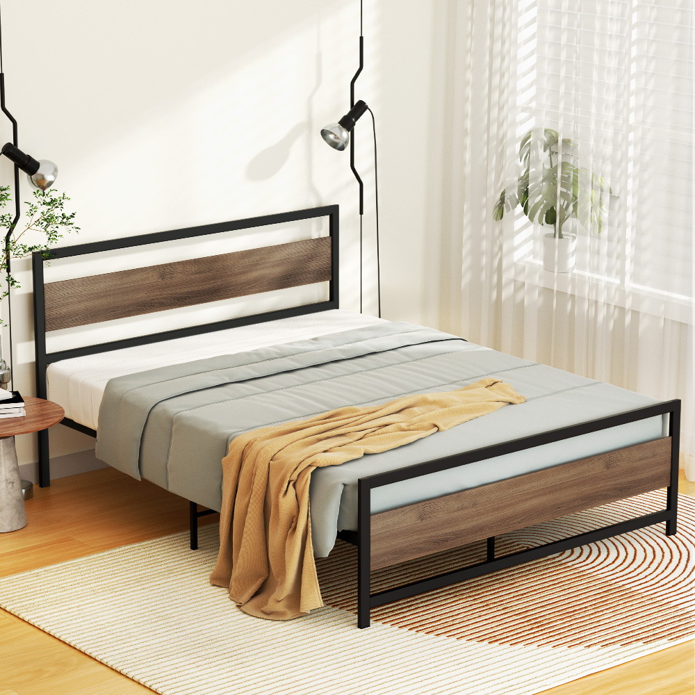Artiss DREW Metal Bed Frame with Platform Base, Black