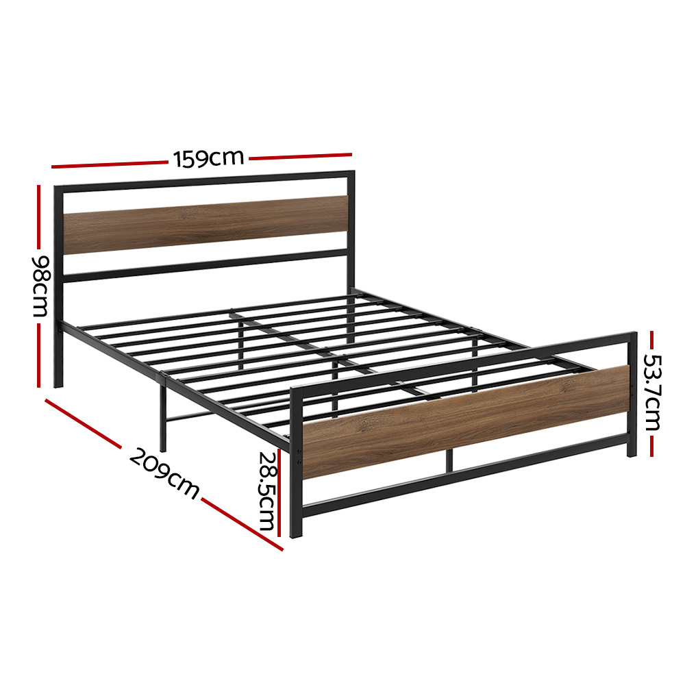 Artiss DREW Metal Bed Frame with Platform Base, Black view 2