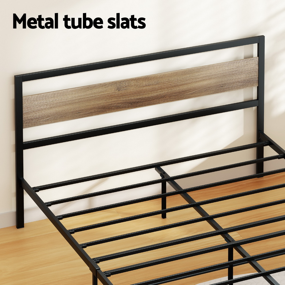 Artiss DREW Metal Bed Frame with Platform Base, Black view 5