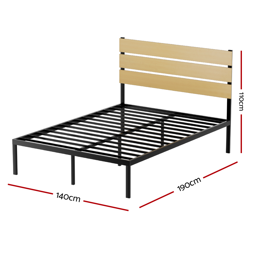Artiss Paula Metal Bed Frame, Double, Black view 2