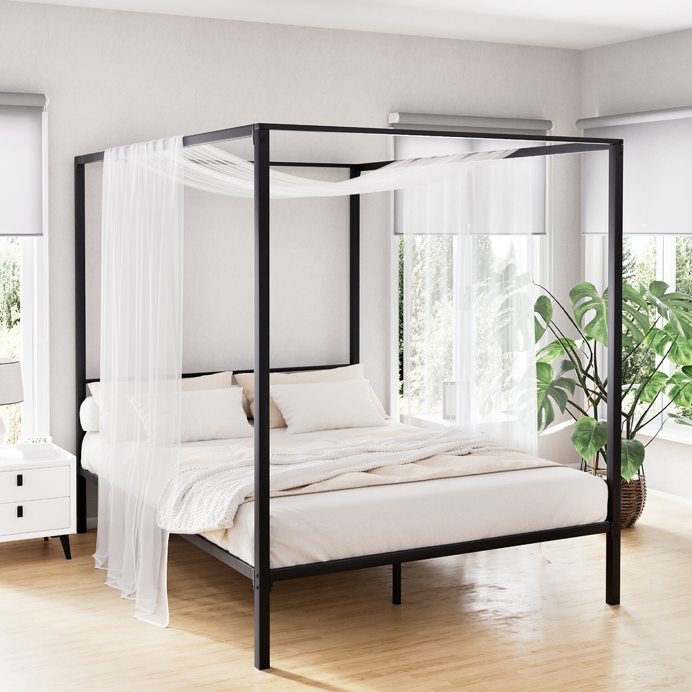 Artiss Pochy Metal Bed Frame, Black Steel