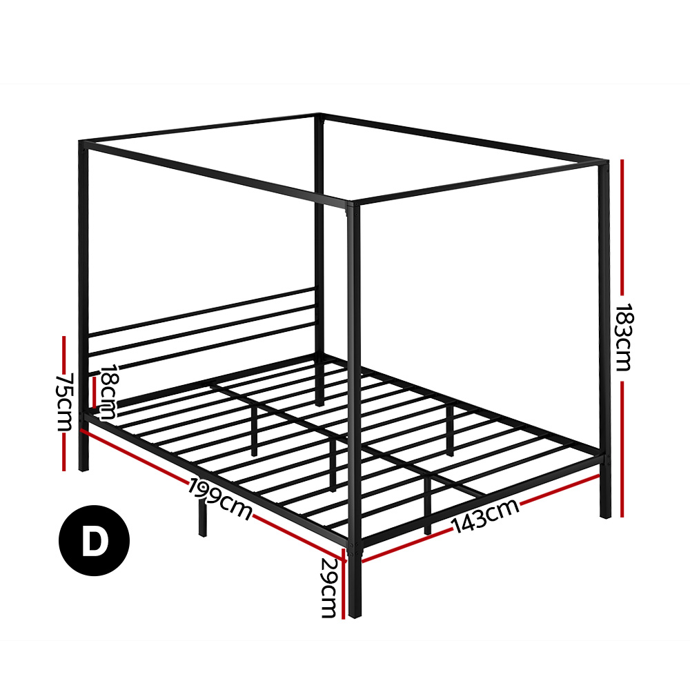 Artiss Pochy Metal Bed Frame, Black Steel view 2