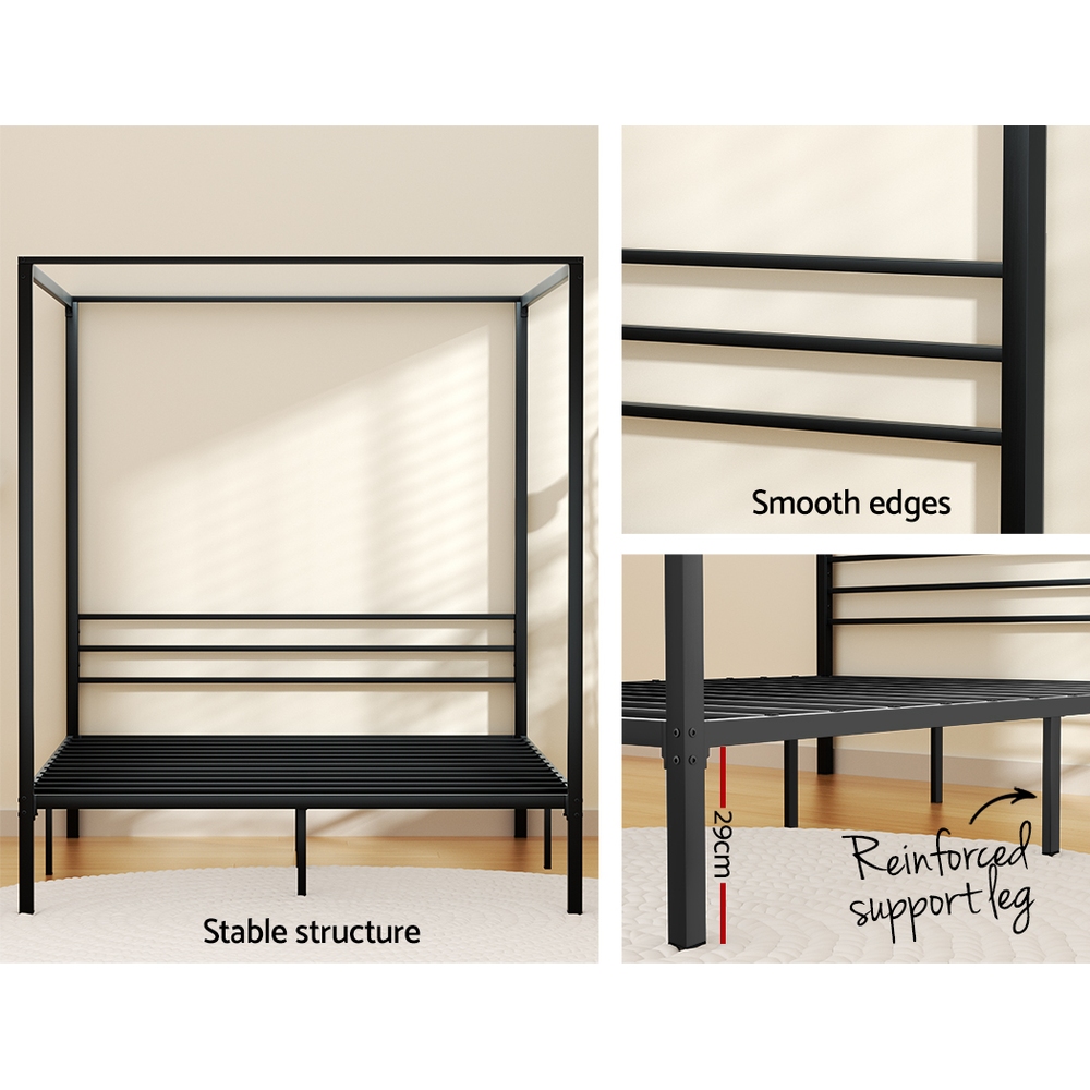 Artiss Pochy Metal Bed Frame, Black Steel view 5