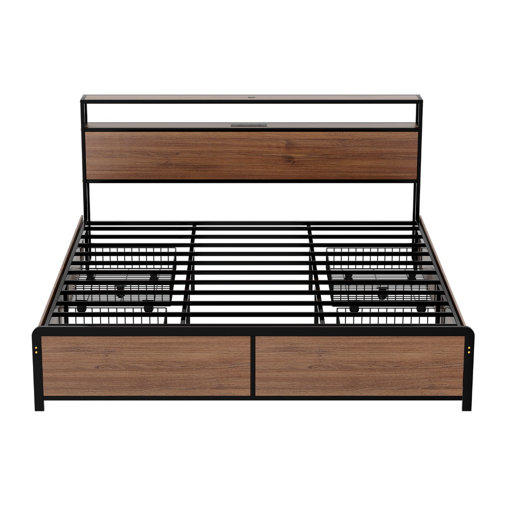Artiss Metal Bed Frame with 4 Storage Drawers, Single to King view 4