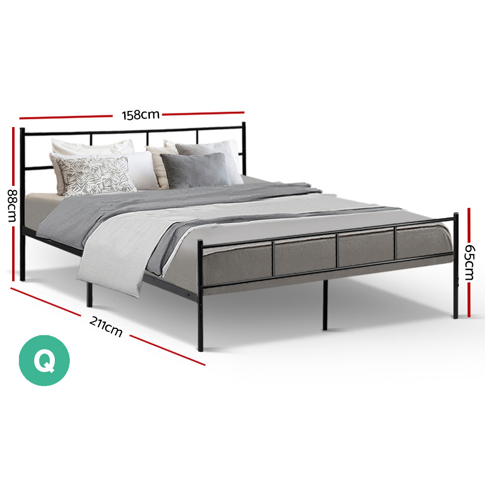 Artiss Sol Metal Bed Frame, Queen, Black view 2