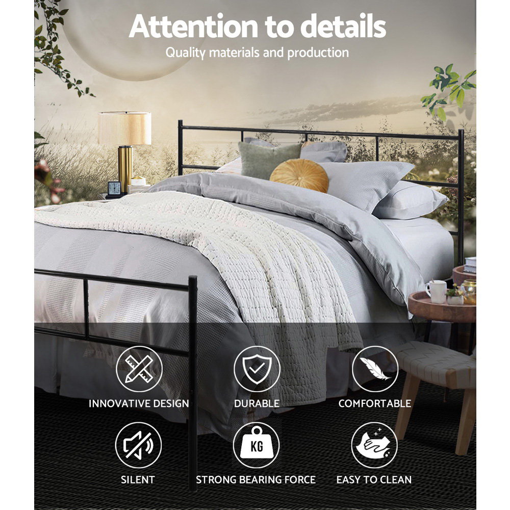 Artiss Sol Metal Bed Frame, Queen, Black view 4