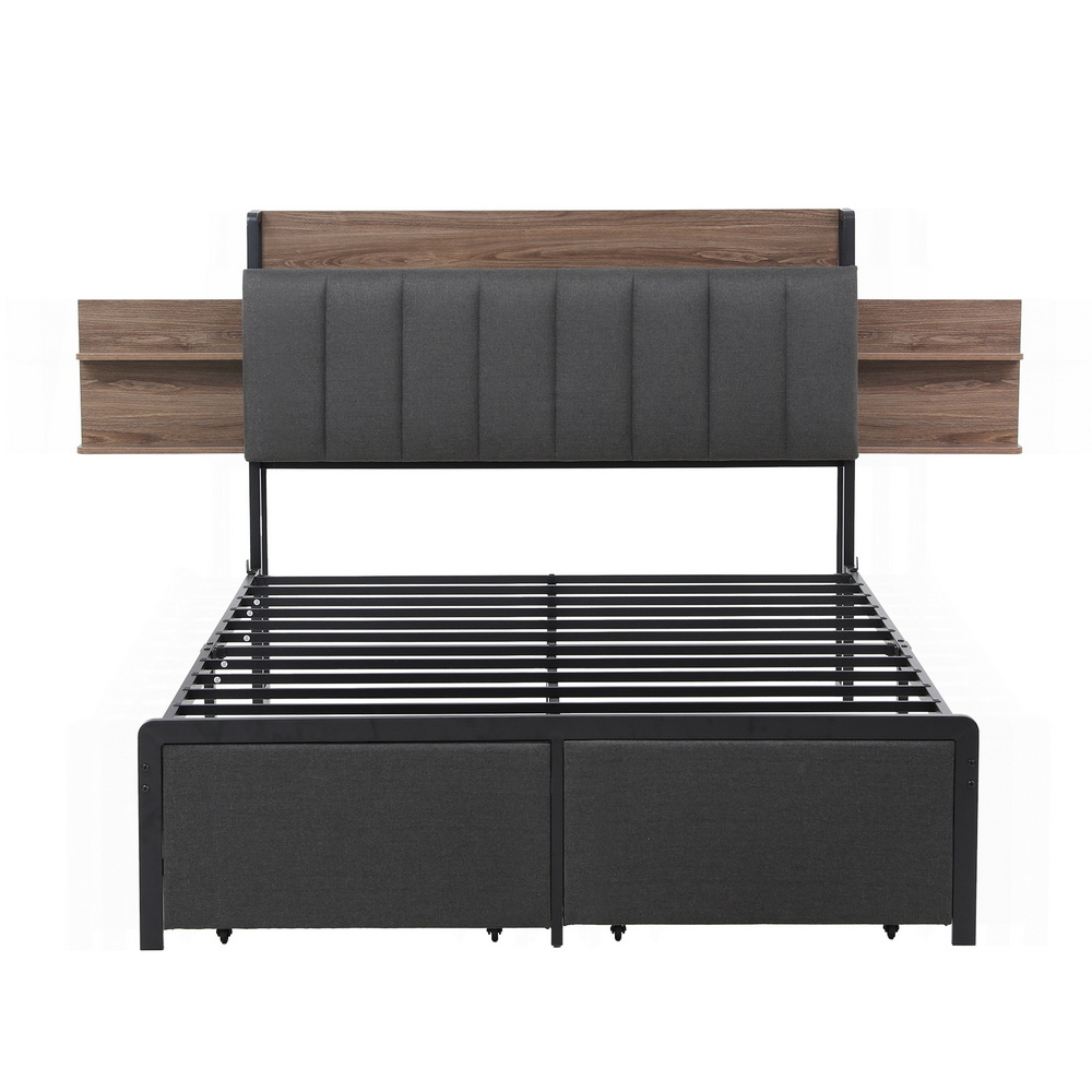 Artiss Double Metal Bed Frame with Hidden Storage view 4