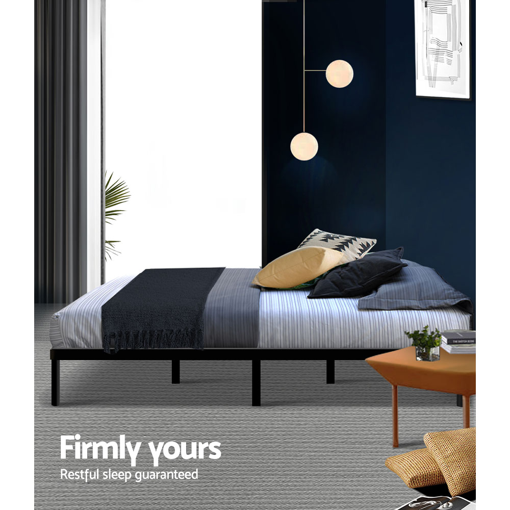 Artiss Ted Metal Bed Frame, Black Steel view 5