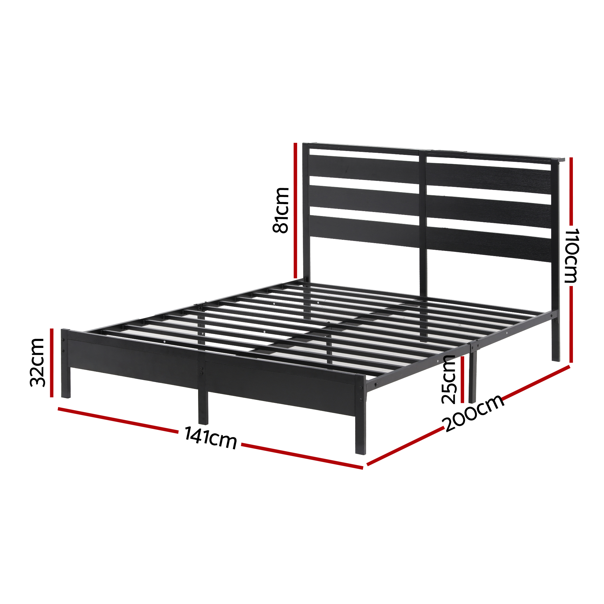 Artiss Por LED Metal Bed Frame with Charging Station view 3
