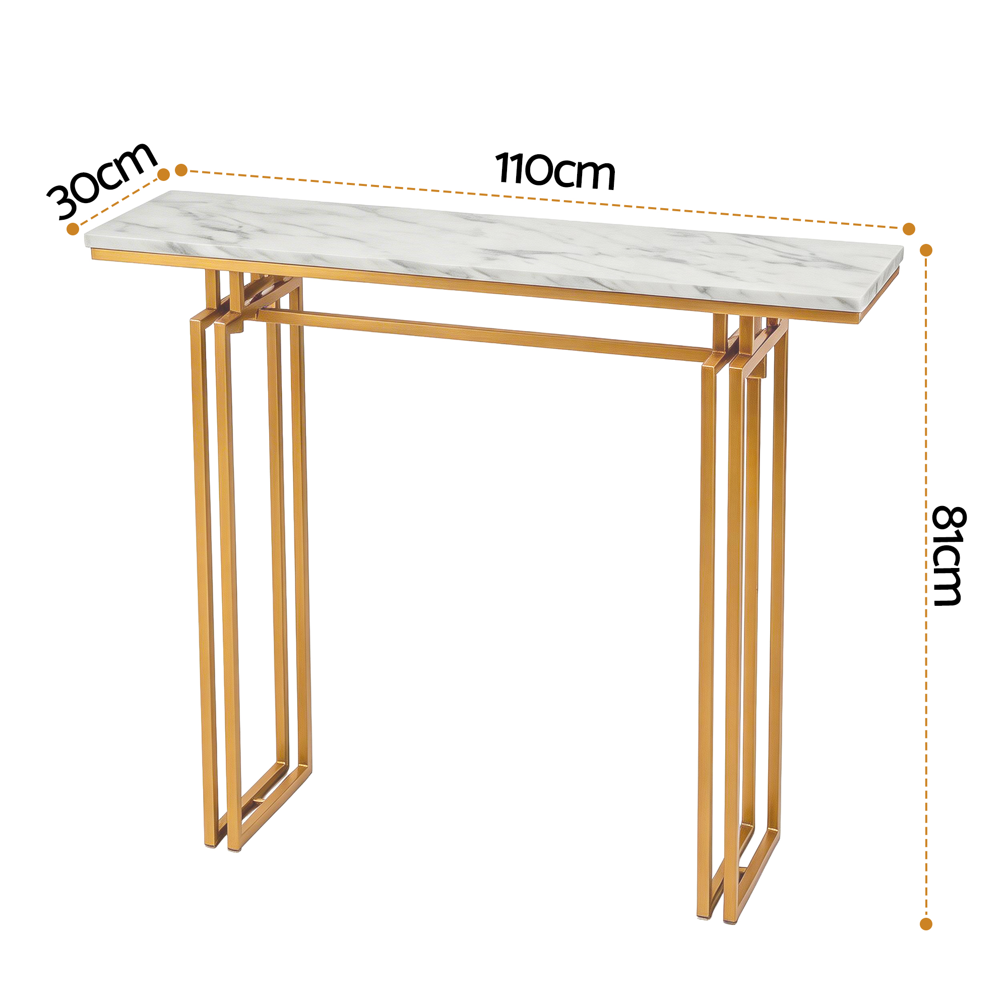 Artiss White Gold Marble Effect Console Table view 2