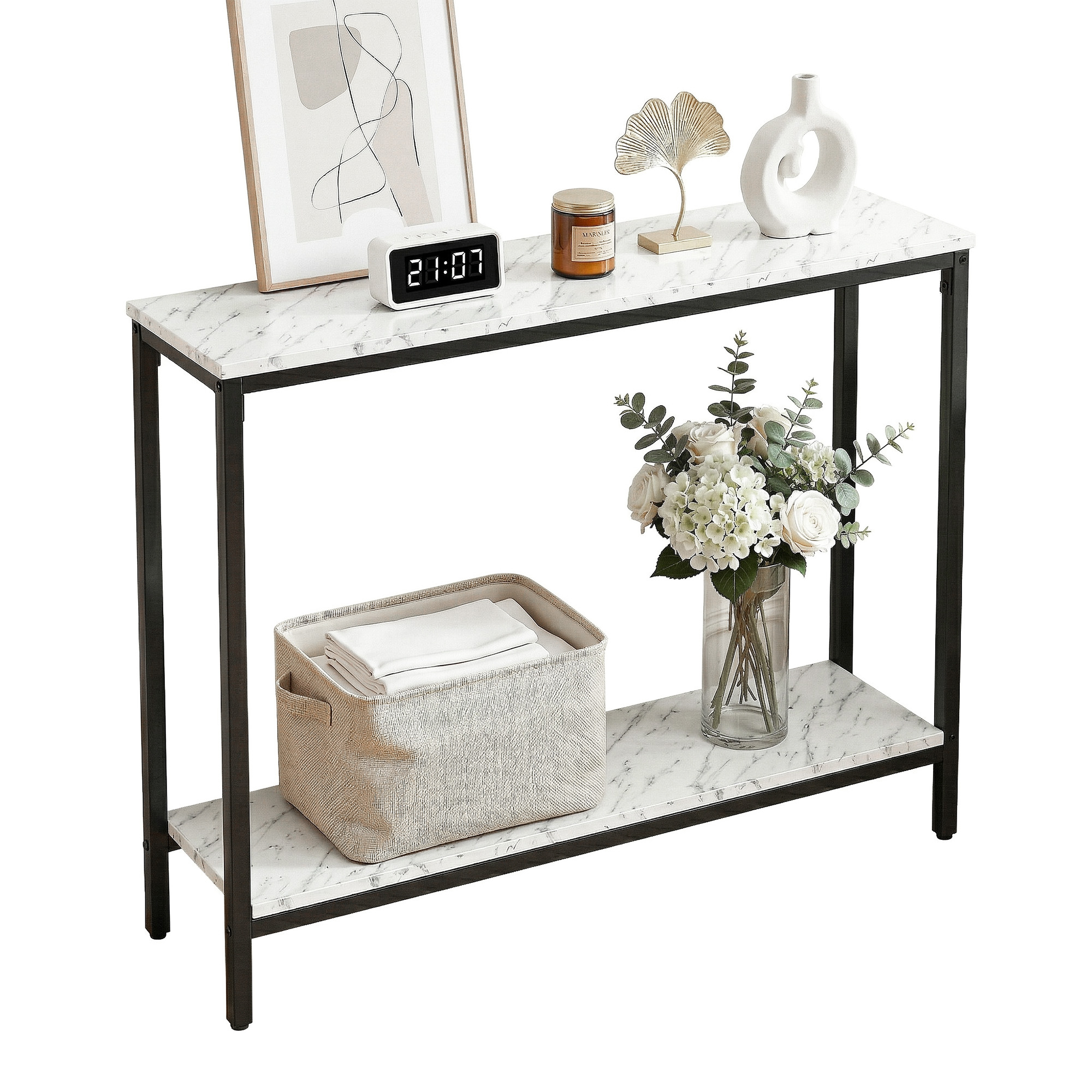 Artiss White Marble Effect Console Table view 5