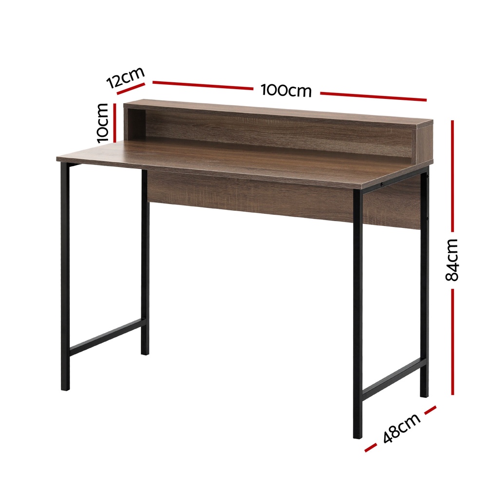 Artiss Kelvin Computer Desk with Shelf Oak 100cm view 2