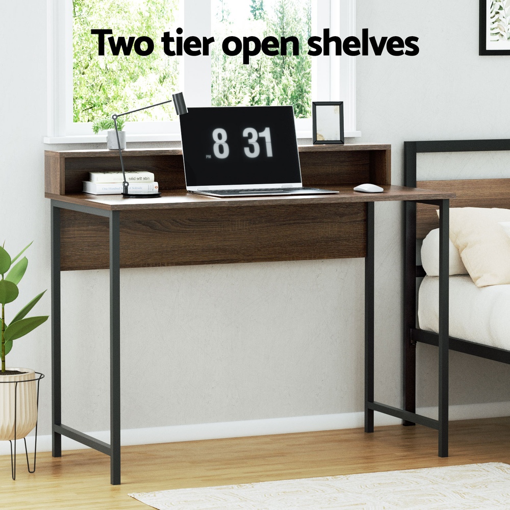 Artiss Kelvin Computer Desk with Shelf Oak 100cm view 5