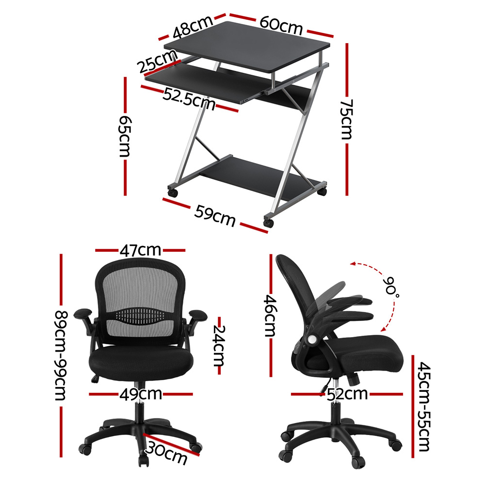 Artiss Optima Computer Desk and Mesh Chair with Keyboard Tray view 2